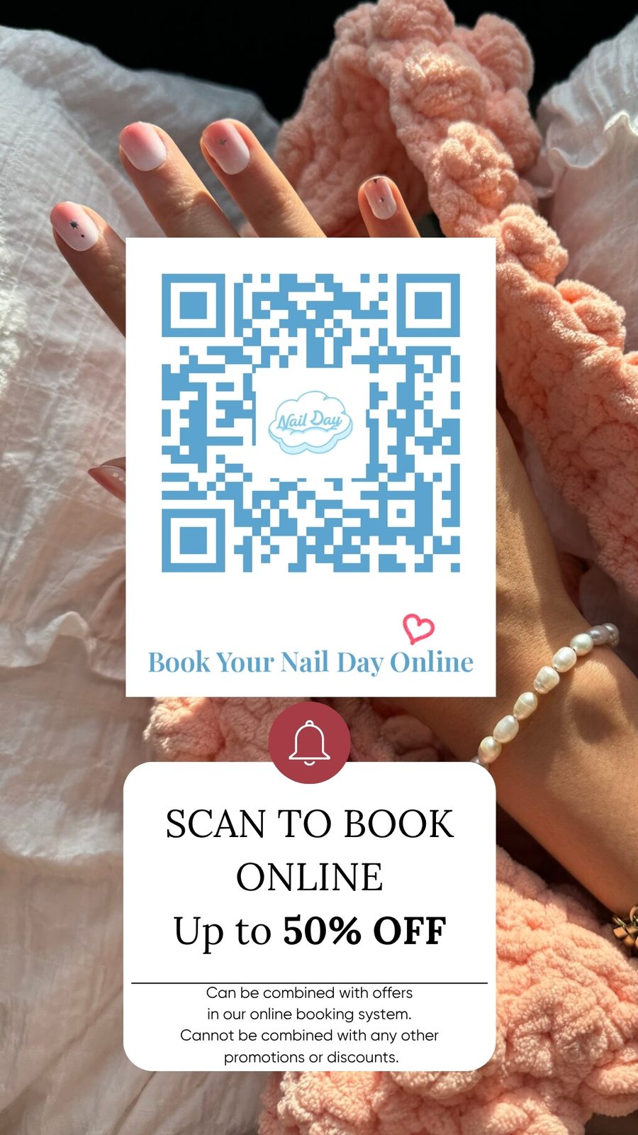 Scan to book Nail Day online — up to 50% off
